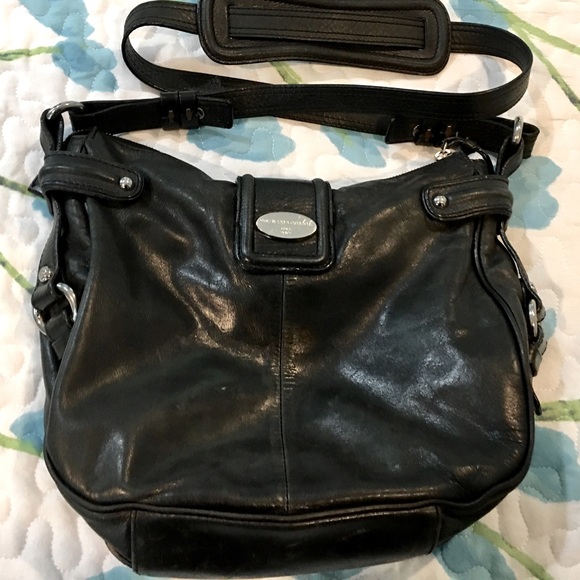 Francesco Biasia Black Leather Shoulder Bag- Italy